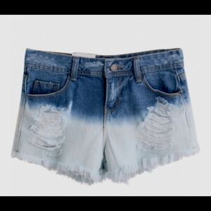 Ombré Shorts Jean Denim Distress Blue Size 10